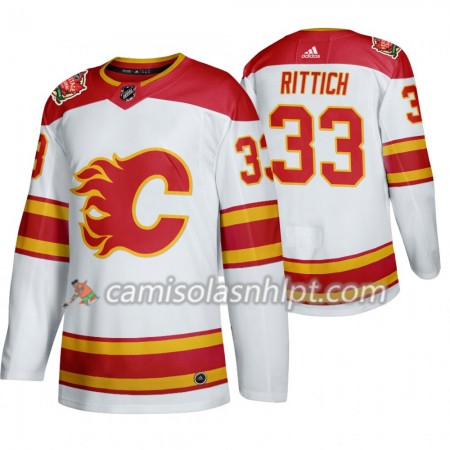 Camisola Calgary Flames David Rittich 33 Adidas 2019 Heritage Classic Branco Authentic - Homem